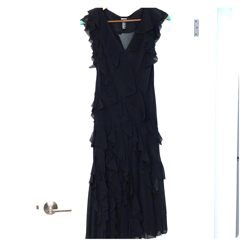 DKNY Silk Ruffle Dress w Silk Slipdress